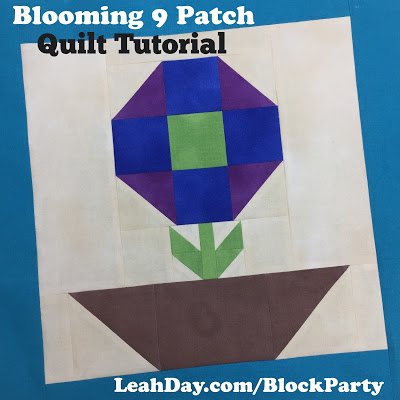 Blooming Nine Patch Quilt Block Tutorial with Leah Day